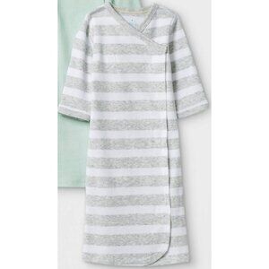 Cloud Island Baby Kimono Sleep Gown Premier Preemie Size Gray & White Stripes